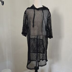 Black Mesh Hoodie